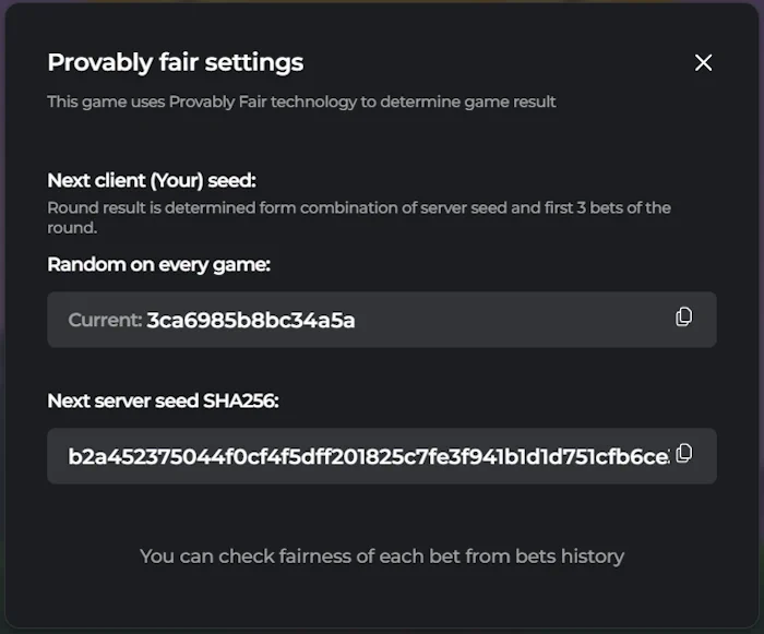 Ballonix provably fair
